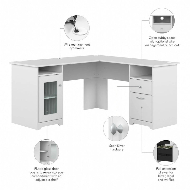 60W L Shaped Computer Desk with Storage