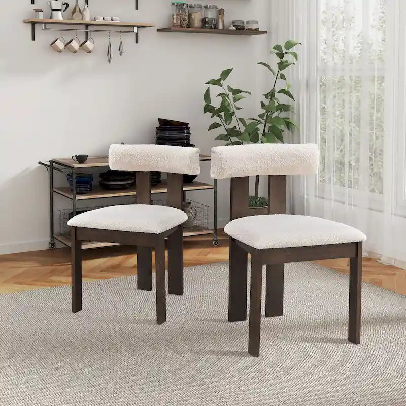 Modern Upholstered Wood Dining Chair with Cushioned Seat