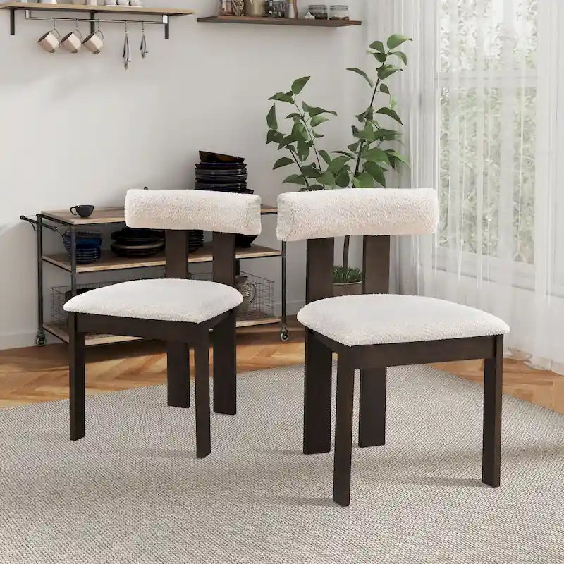 Modern Upholstered Wood Dining Chair with Cushioned Seat