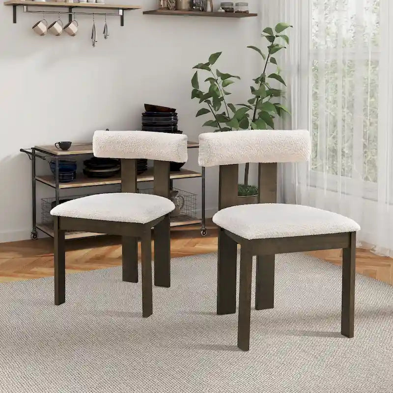 Modern Upholstered Wood Dining Chair with Cushioned Seat