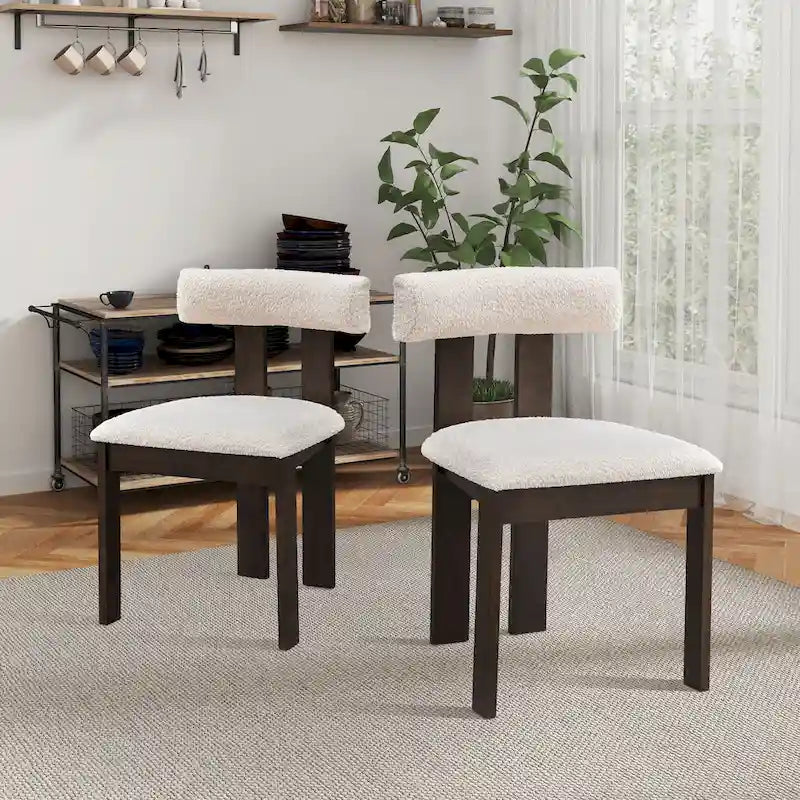 Modern Upholstered Wood Dining Chair with Cushioned Seat