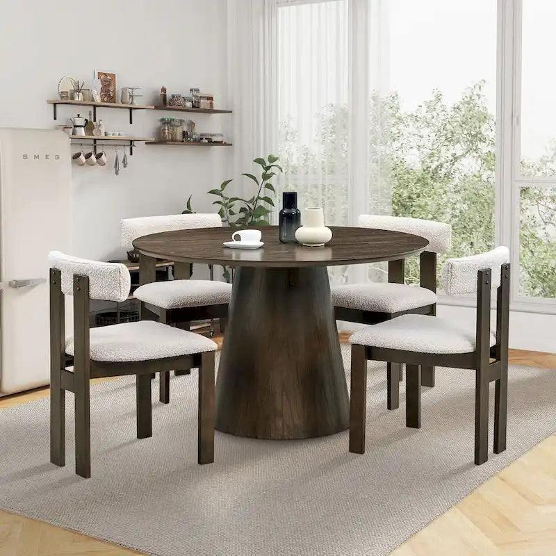 Modern Upholstered Wood Dining Chair with Cushioned Seat