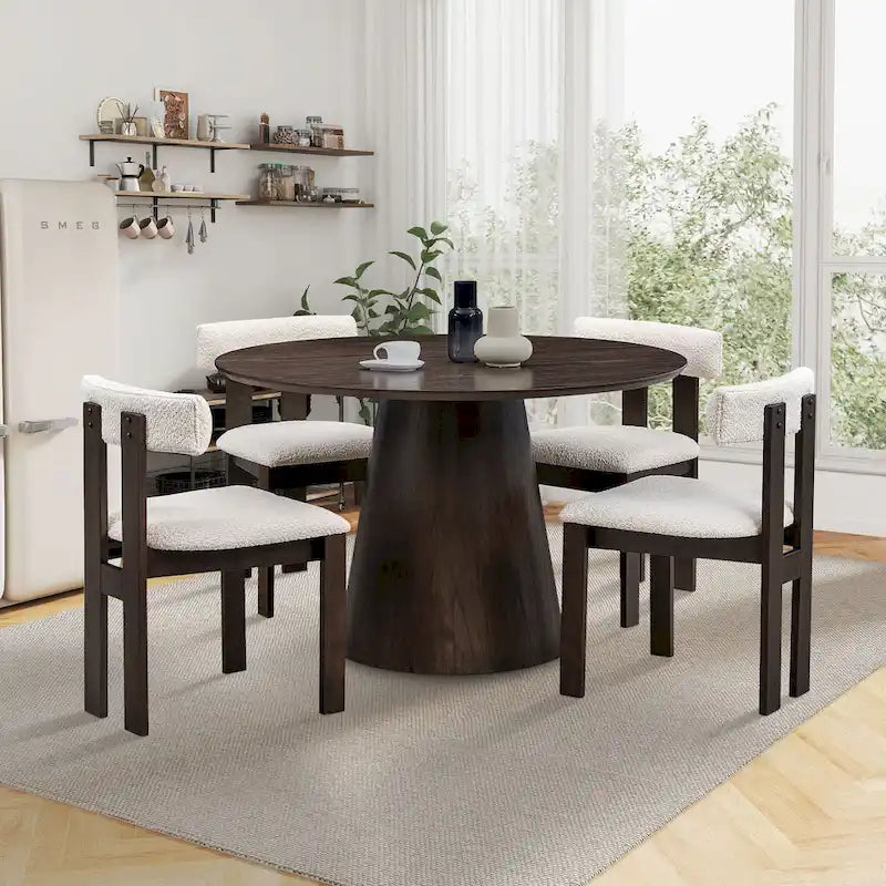 Modern Upholstered Wood Dining Chair with Cushioned Seat