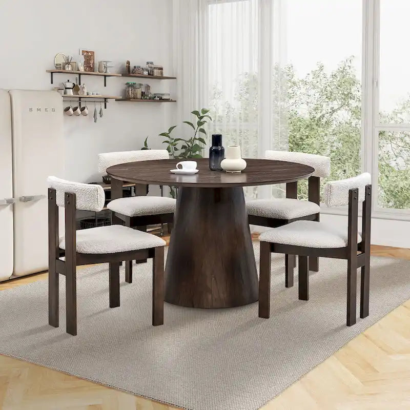 Modern Upholstered Wood Dining Chair with Cushioned Seat