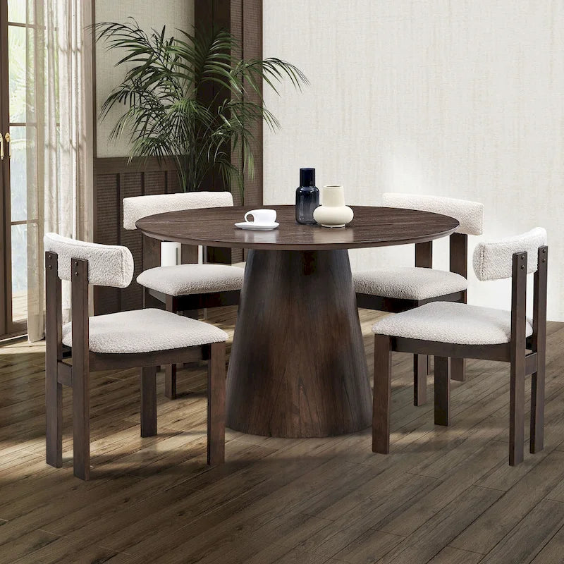 Modern Upholstered Wood Dining Chair with Cushioned Seat