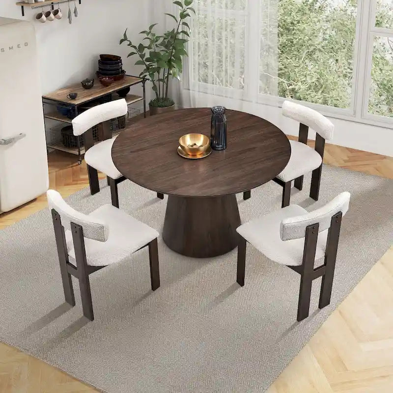 Modern Upholstered Wood Dining Chair with Cushioned Seat