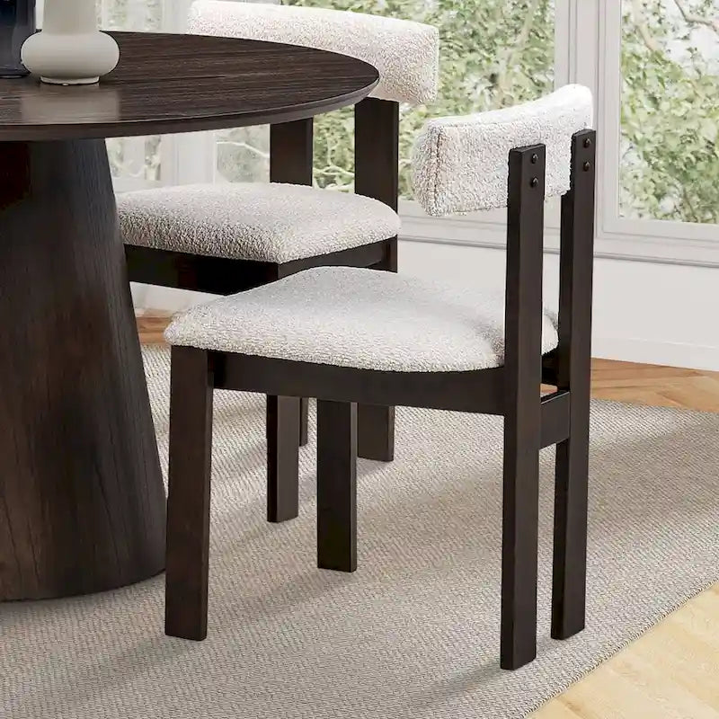 Modern Upholstered Wood Dining Chair with Cushioned Seat