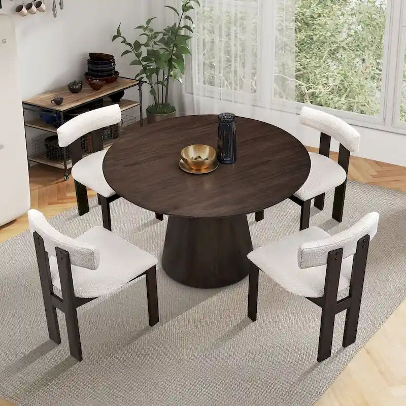 Modern Upholstered Wood Dining Chair with Cushioned Seat