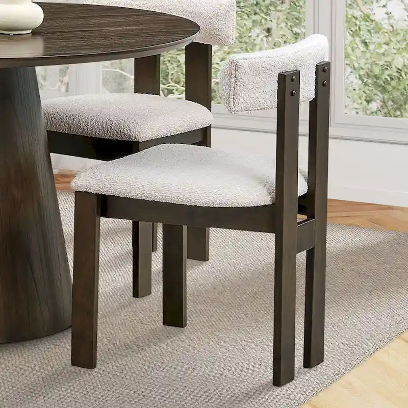 Modern Upholstered Wood Dining Chair with Cushioned Seat