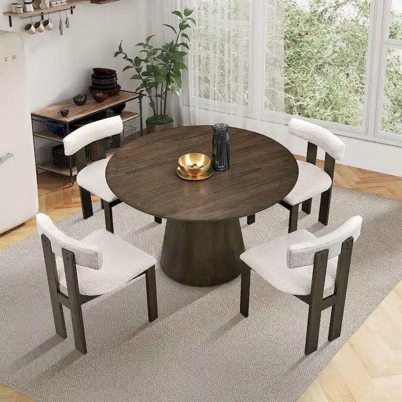 Modern Upholstered Wood Dining Chair with Cushioned Seat