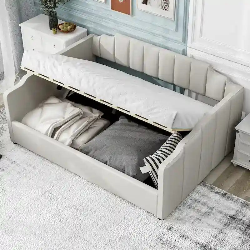 Full-Size Upholstered Daybed with Underbed Storage