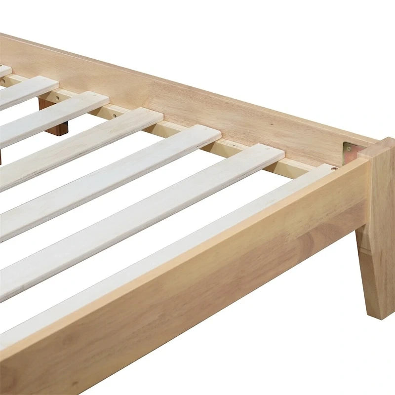Queen-Size Rubberwood Bed with Teddy Fleece Upholstered Headboard