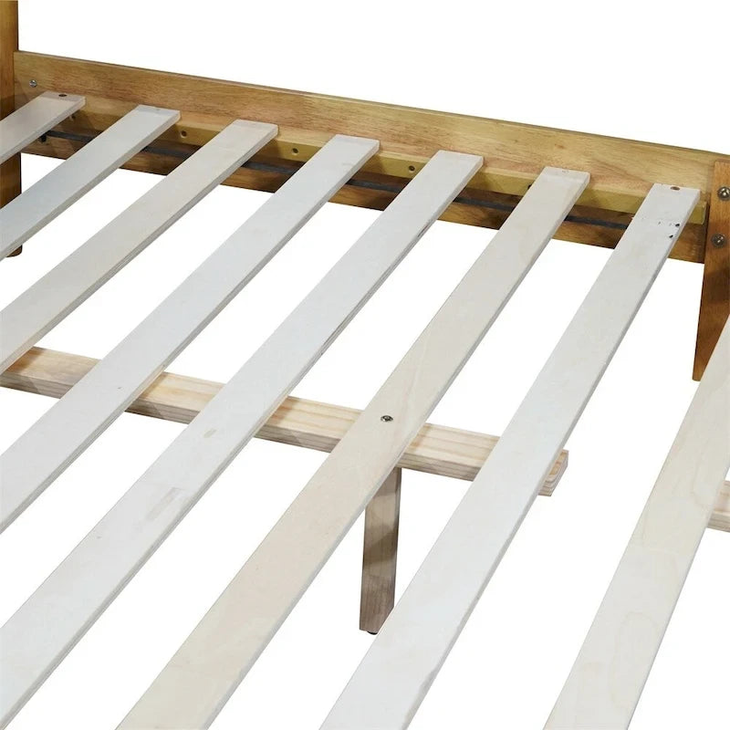 Queen-Size Rubberwood Bed with Teddy Fleece Upholstered Headboard
