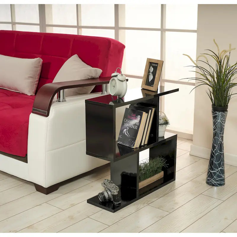 Rectangle 4-Shelf End Table, 23-Inch Narrow Side Table for Living Rooms