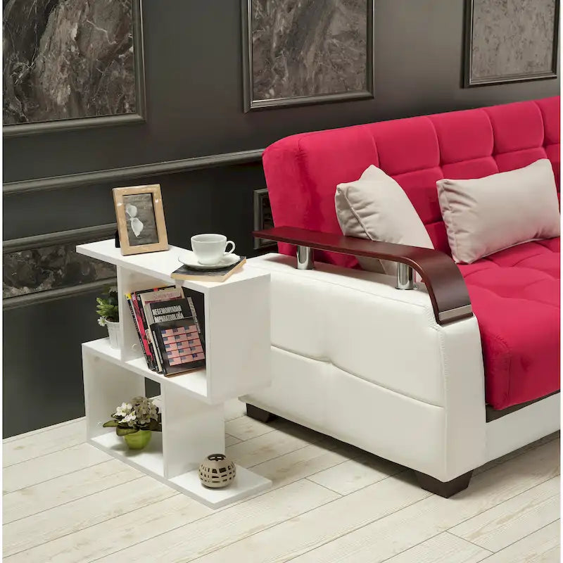 Rectangle 4-Shelf End Table, 23-Inch Narrow Side Table for Living Rooms