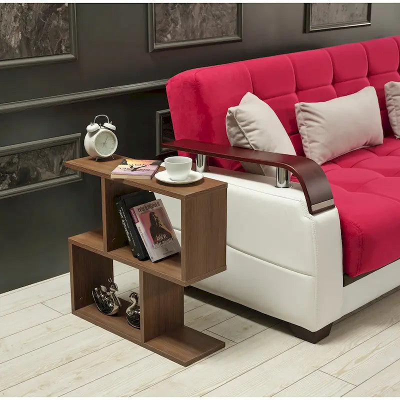 Rectangle 4-Shelf End Table, 23-Inch Narrow Side Table for Living Rooms