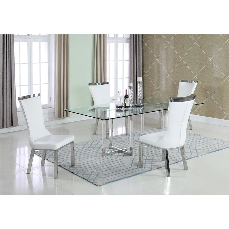 72-Inch Rectangular Glass Dining Table with Floating Acrylic Base