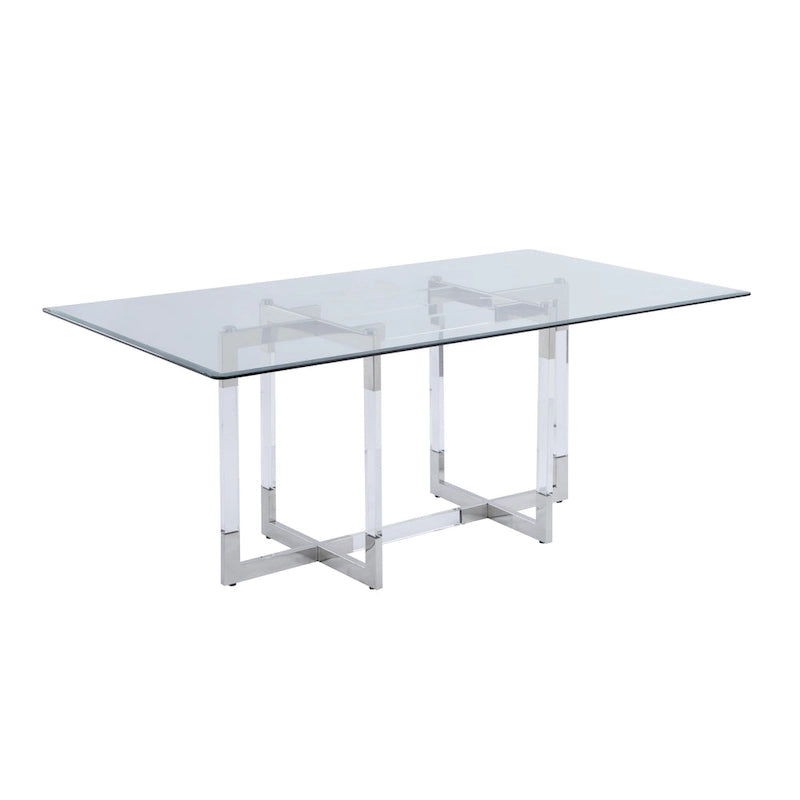 72-Inch Rectangular Glass Dining Table with Floating Acrylic Base