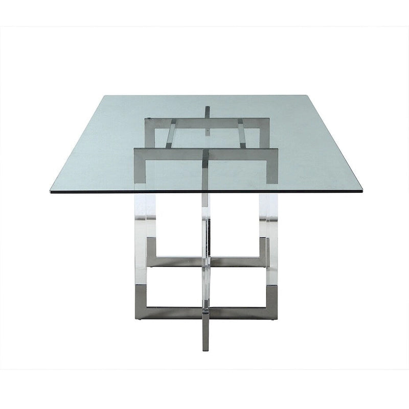 72-Inch Rectangular Glass Dining Table with Floating Acrylic Base