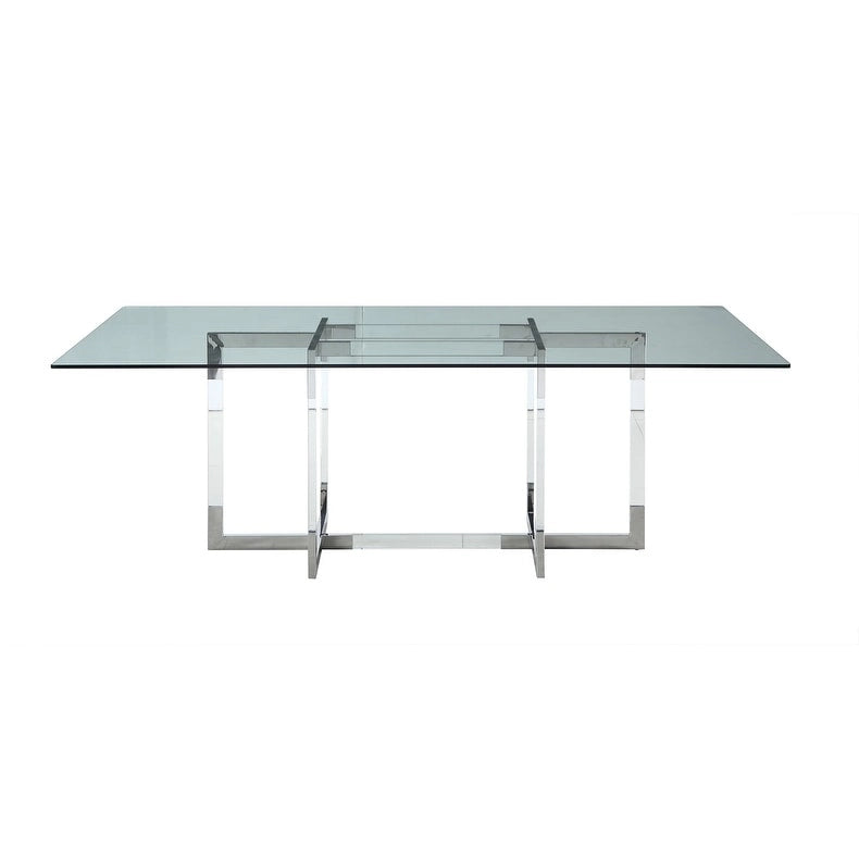 72-Inch Rectangular Glass Dining Table with Floating Acrylic Base