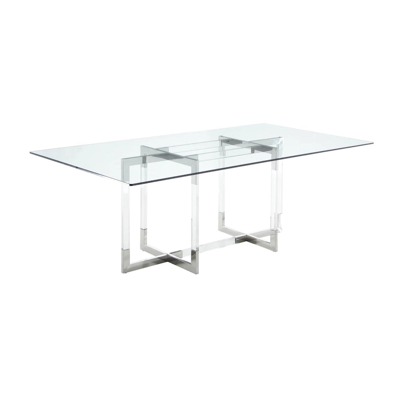 72-Inch Rectangular Glass Dining Table with Floating Acrylic Base
