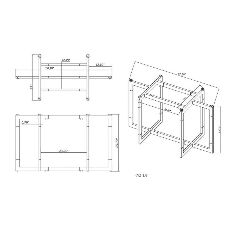 72-Inch Rectangular Glass Dining Table with Floating Acrylic Base