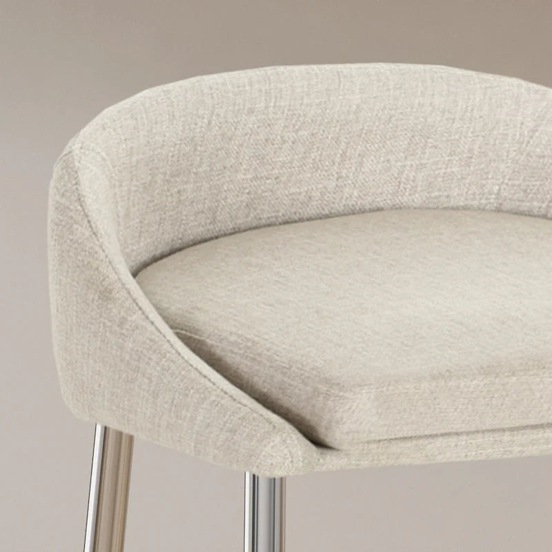 Modern Upholstered Counter Stool with Chrome Legs