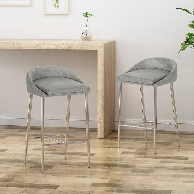 Modern Upholstered Counter Stool with Chrome Legs