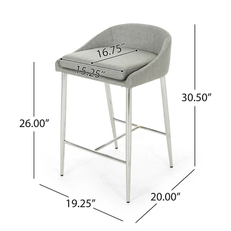 Modern Upholstered Counter Stool with Chrome Legs