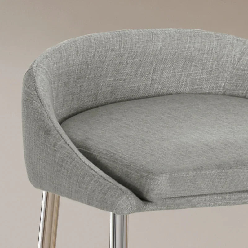 Modern Upholstered Counter Stool with Chrome Legs