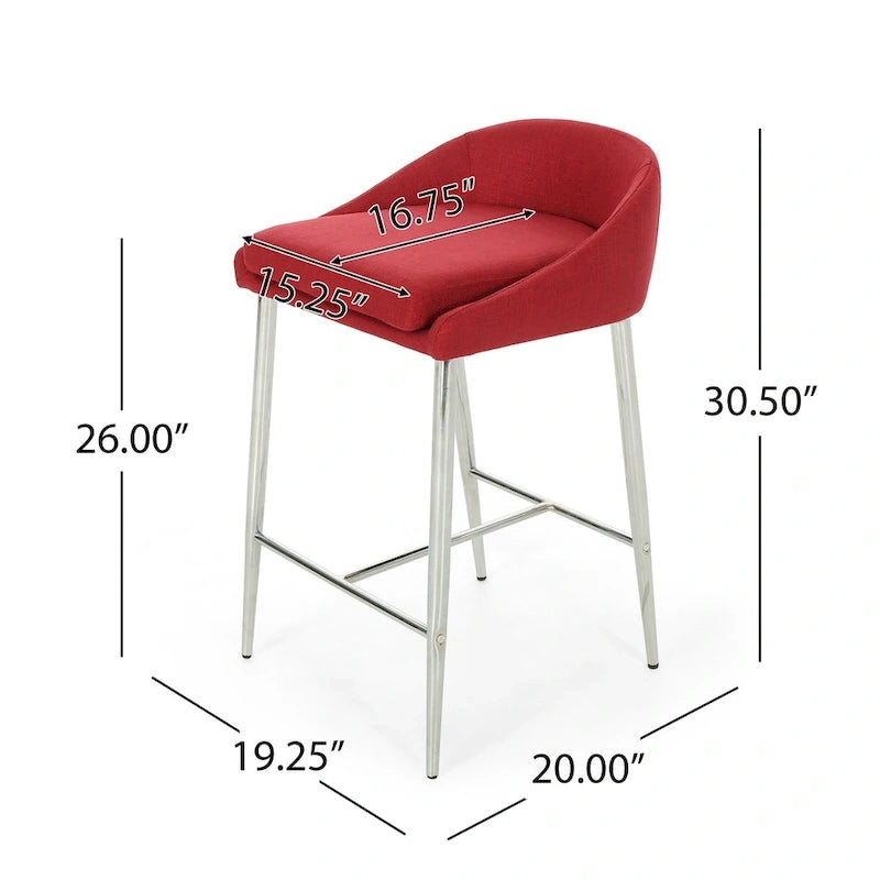 Modern Upholstered Counter Stool with Chrome Legs