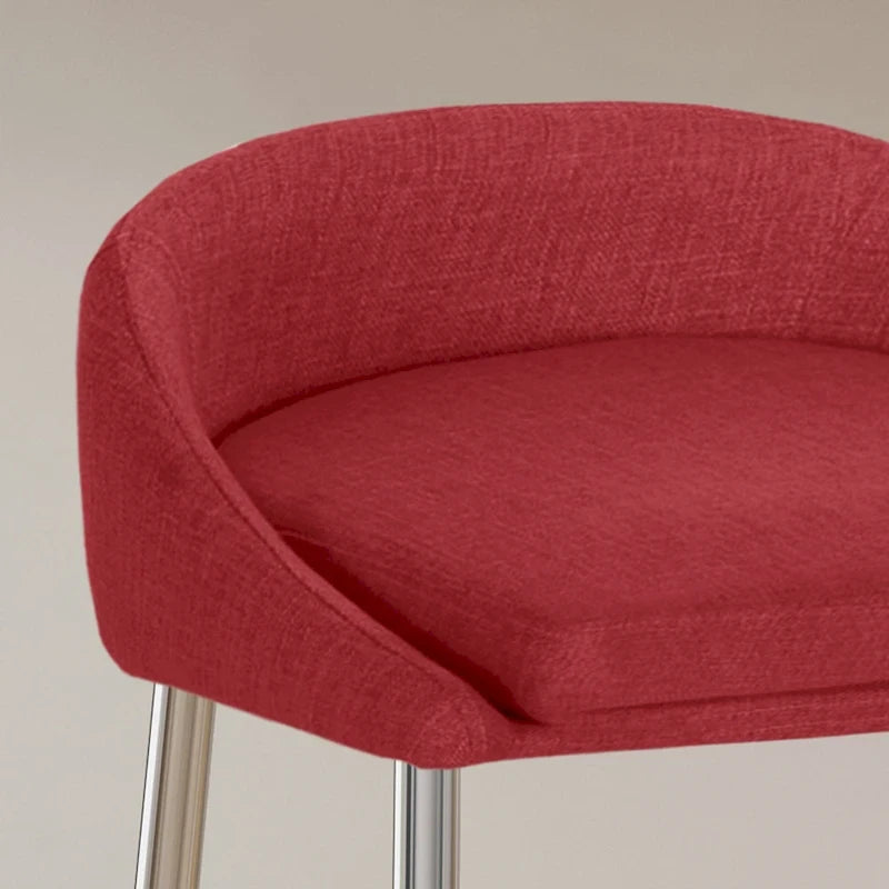 Modern Upholstered Counter Stool with Chrome Legs