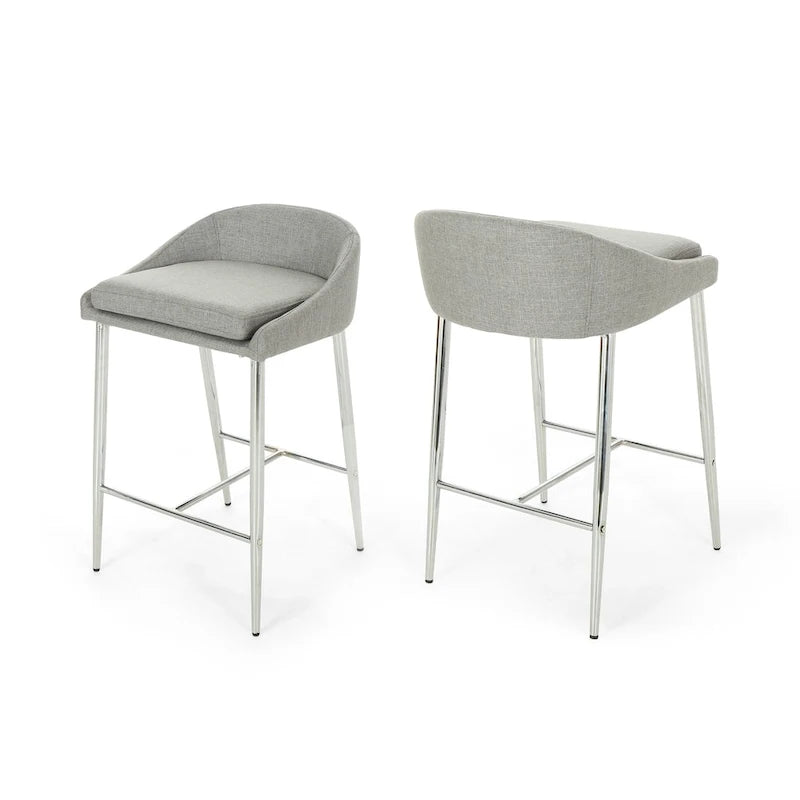 Modern Upholstered Counter Stool with Chrome Legs