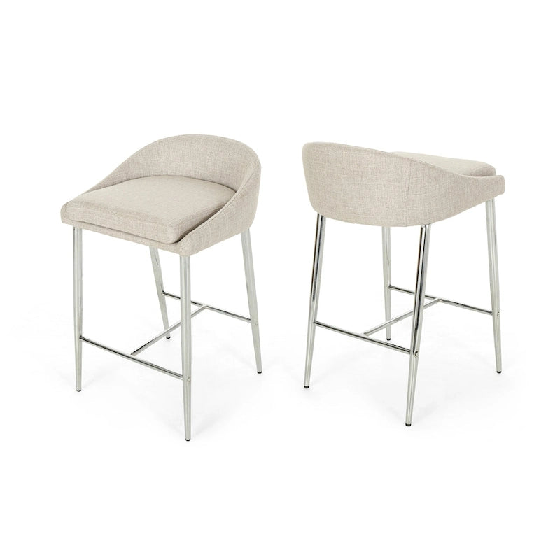 Modern Upholstered Counter Stool with Chrome Legs