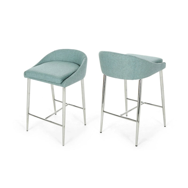 Modern Upholstered Counter Stool with Chrome Legs