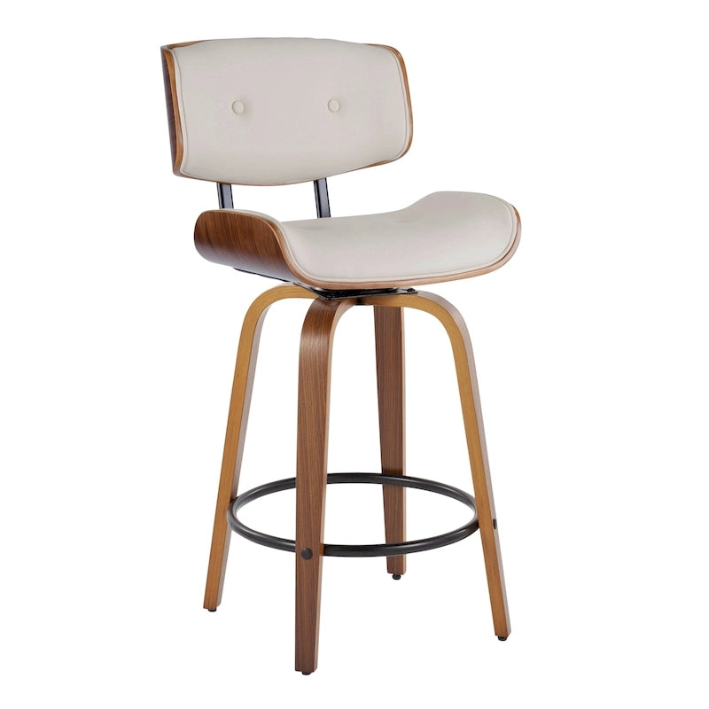 26-Inch Fixed-Height Counter Stool with Bent Wood Legs