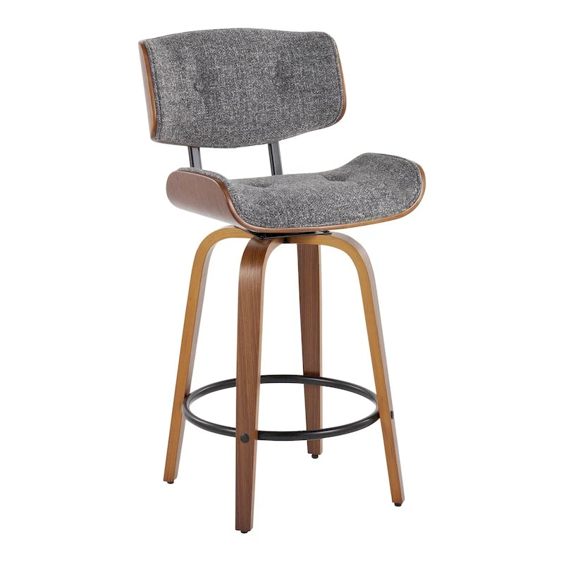 26-Inch Fixed-Height Counter Stool with Bent Wood Legs