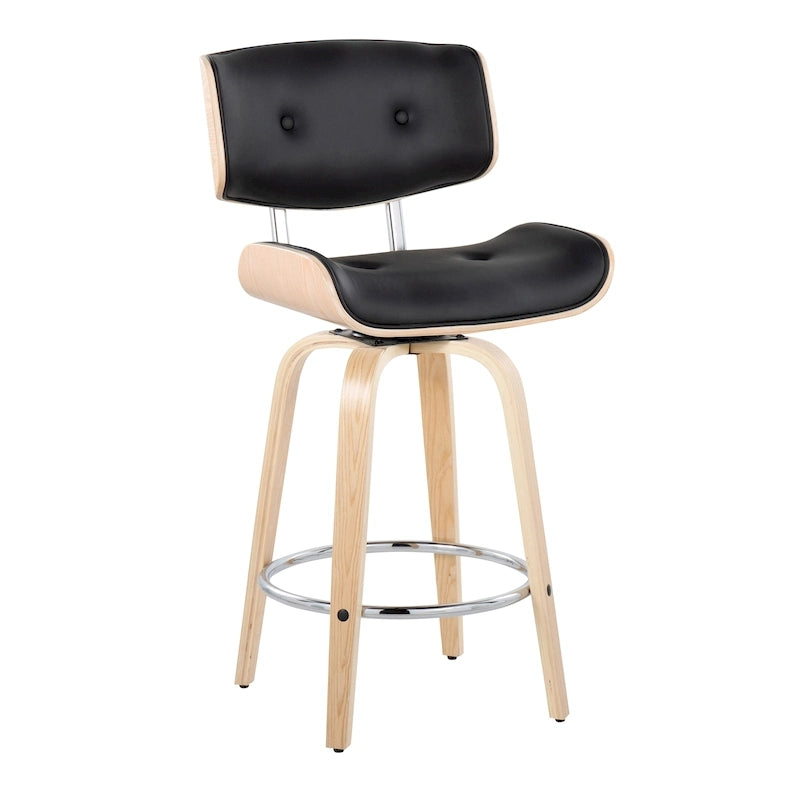26-Inch Fixed-Height Counter Stool with Bent Wood Legs