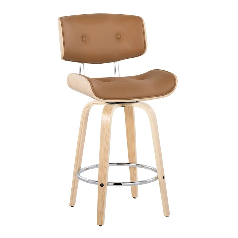 26-Inch Fixed-Height Counter Stool with Bent Wood Legs