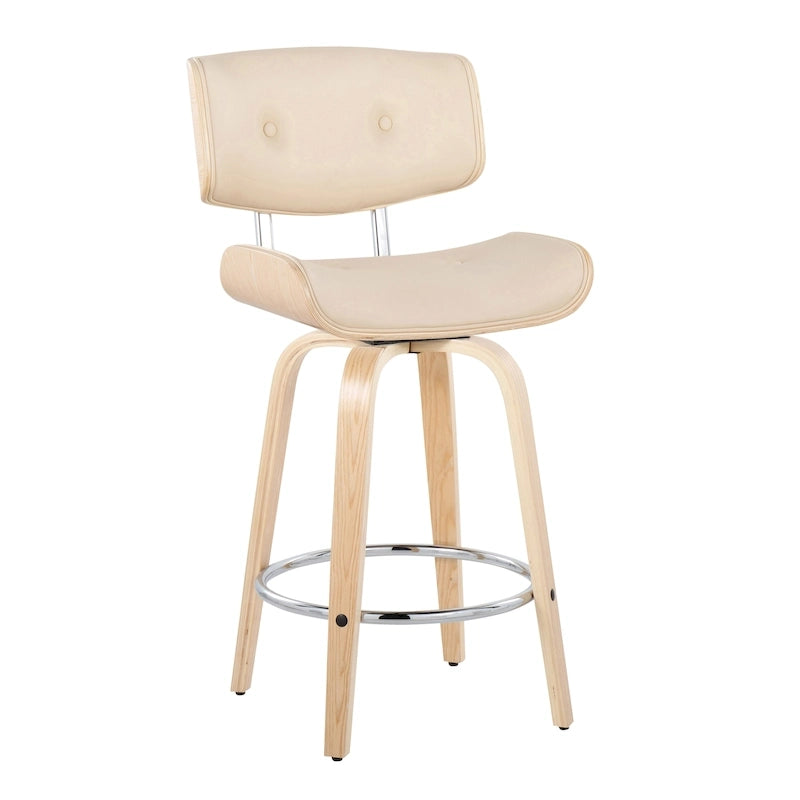 26-Inch Fixed-Height Counter Stool with Bent Wood Legs