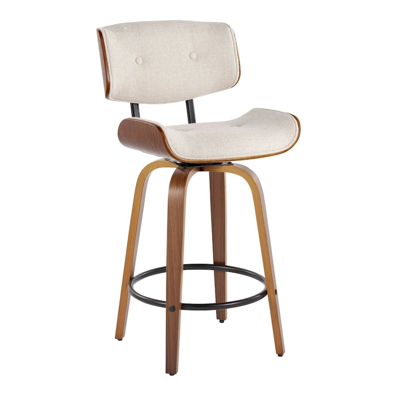 26-Inch Fixed-Height Counter Stool with Bent Wood Legs