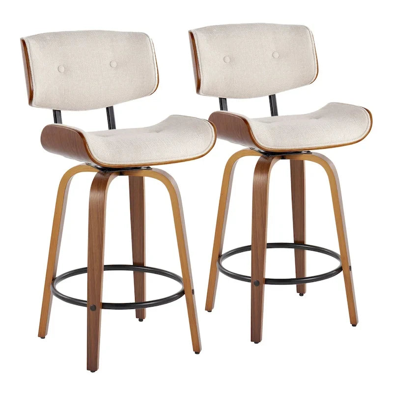 26-Inch Fixed-Height Counter Stool with Bent Wood Legs