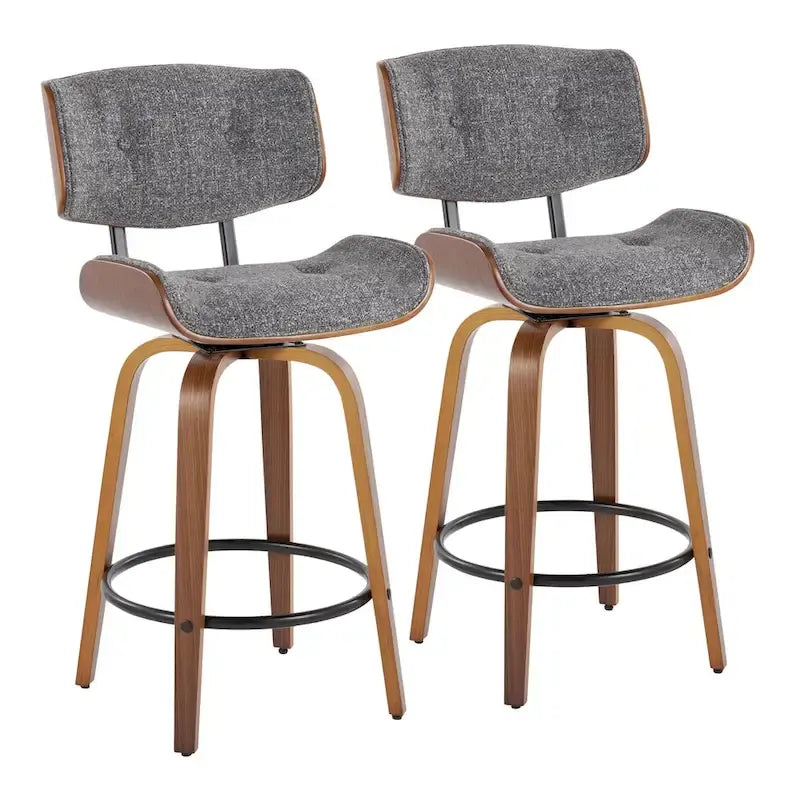 26-Inch Fixed-Height Counter Stool with Bent Wood Legs