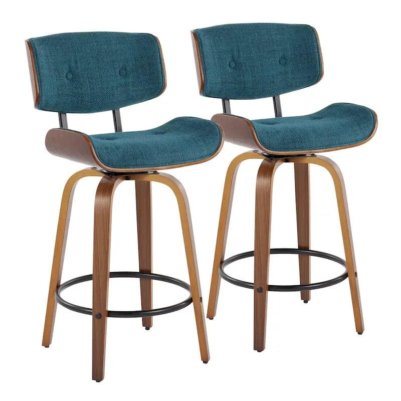 26-Inch Fixed-Height Counter Stool with Bent Wood Legs