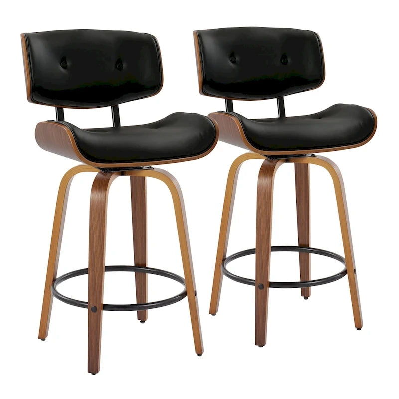26-Inch Fixed-Height Counter Stool with Bent Wood Legs