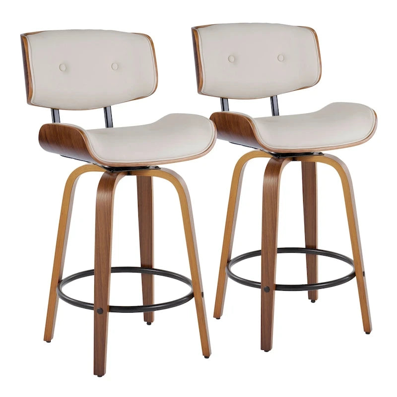 26-Inch Fixed-Height Counter Stool with Bent Wood Legs
