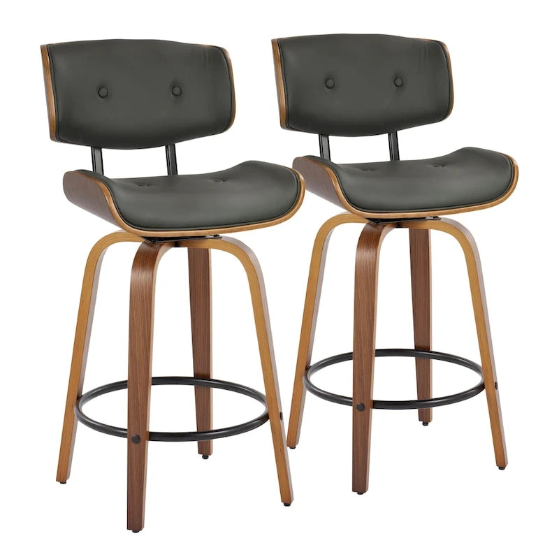 26-Inch Fixed-Height Counter Stool with Bent Wood Legs