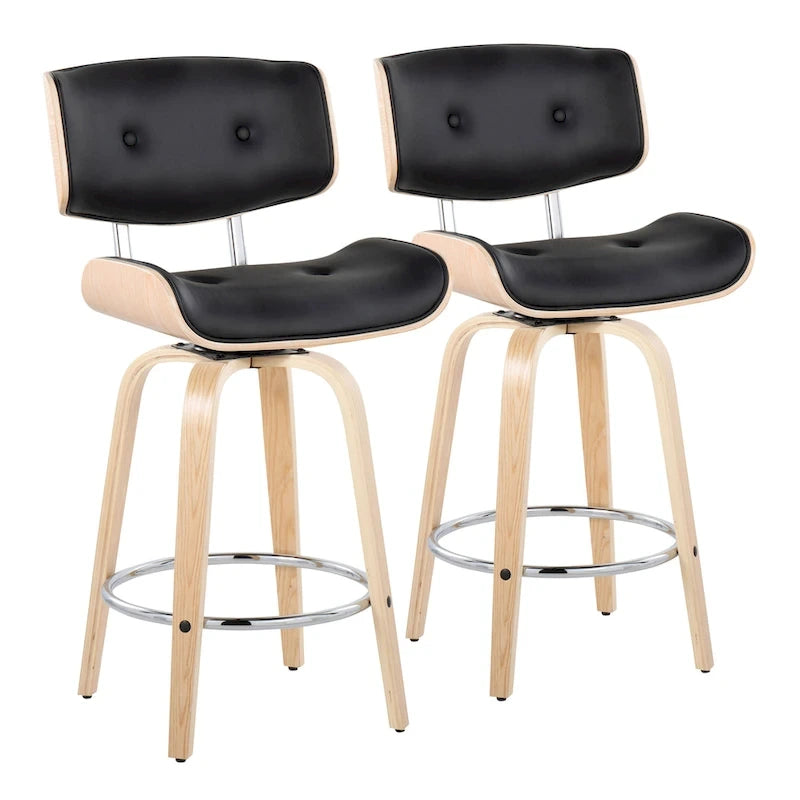 26-Inch Fixed-Height Counter Stool with Bent Wood Legs