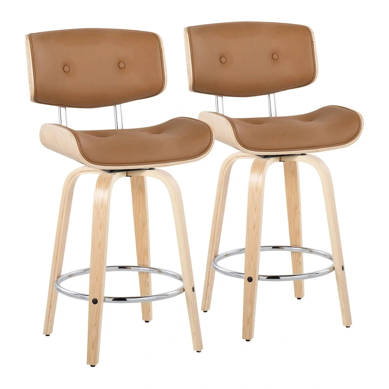 26-Inch Fixed-Height Counter Stool with Bent Wood Legs
