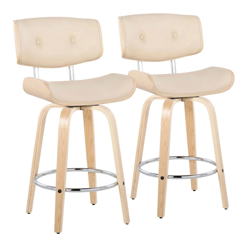 26-Inch Fixed-Height Counter Stool with Bent Wood Legs